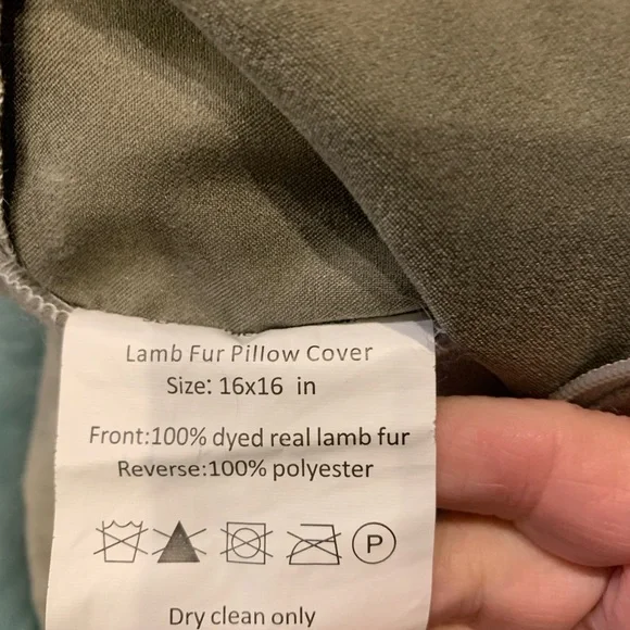 Real Lamb Fur 16 x 16 Pillow Tops (2) - Picture 2 of 5